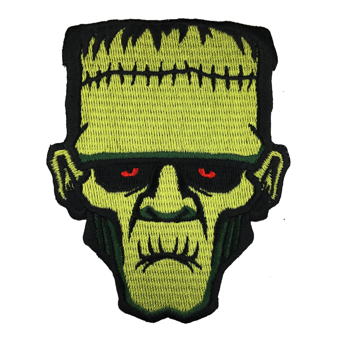 Frankenstein’s Monster head embroidered patch: Iron-on
