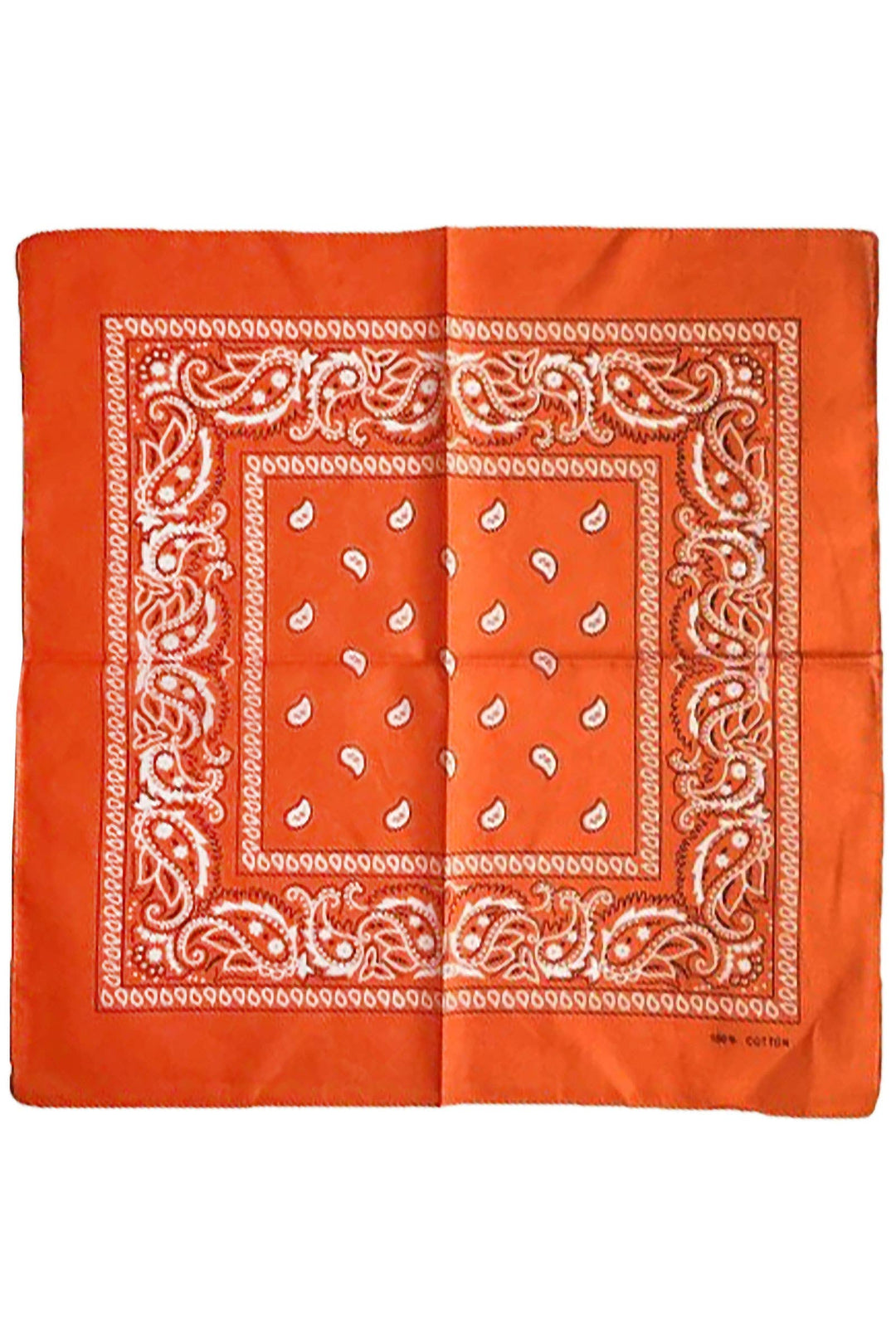 Classic Paisley Print Square Cotton Bandana: DARK ORANGE / ONE SIZE