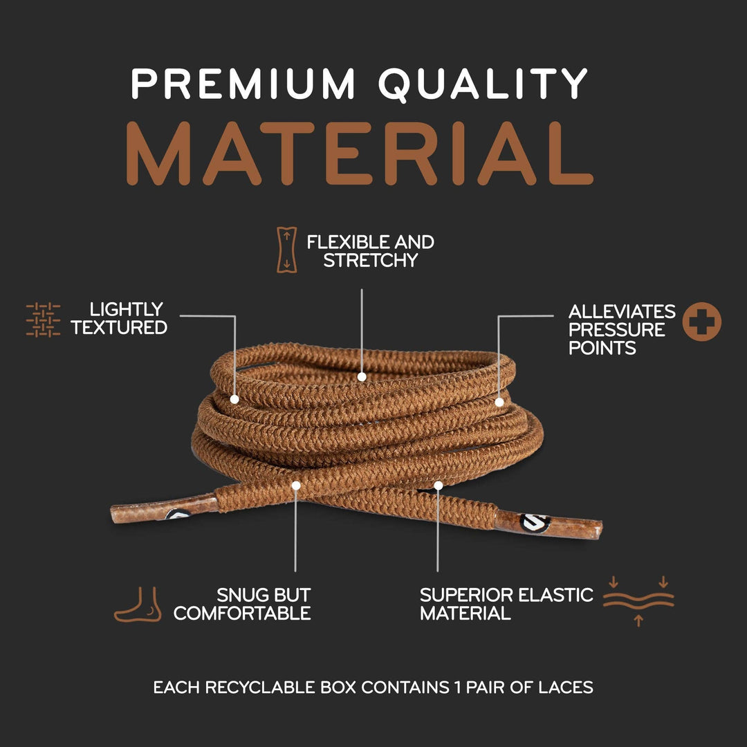 Round Elastic Stretch Shoe Laces: Dark Brown / 55 in