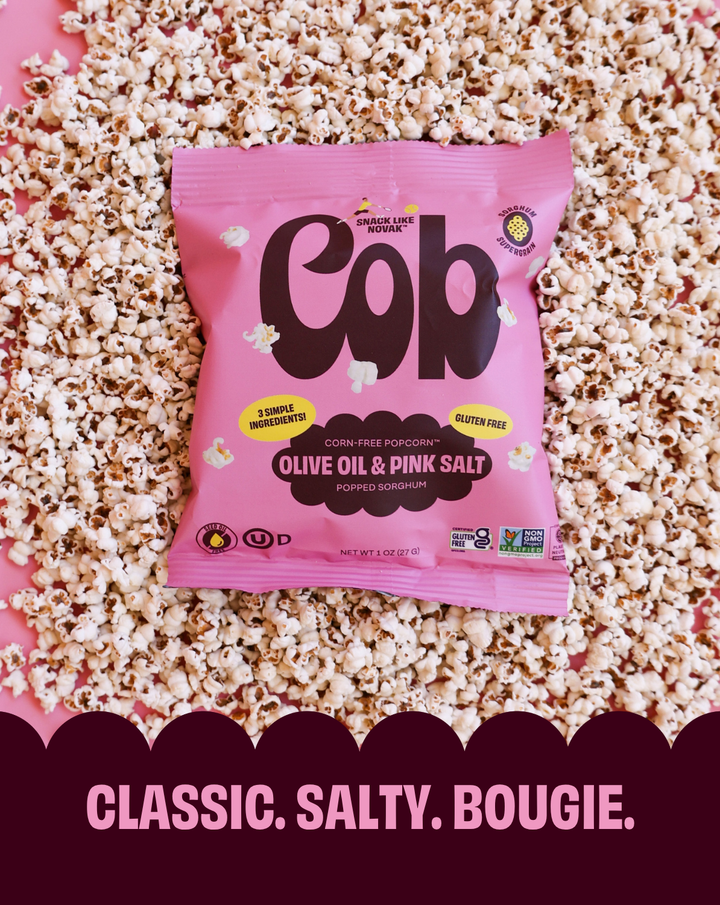 Olive Oil Pink Salt: Sorghum Popcorn snack pack 1oz