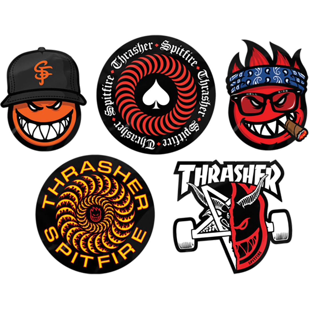 Spitfire Thrasher 5 Pack Assorted Stickers Pack