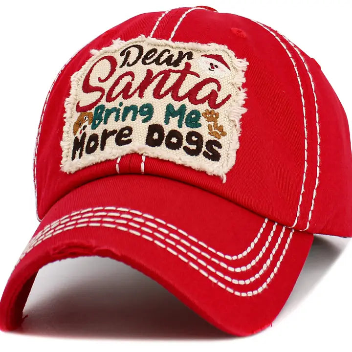 Dear Santa Bring Me More Dogs Vintage Ballcap, asst.