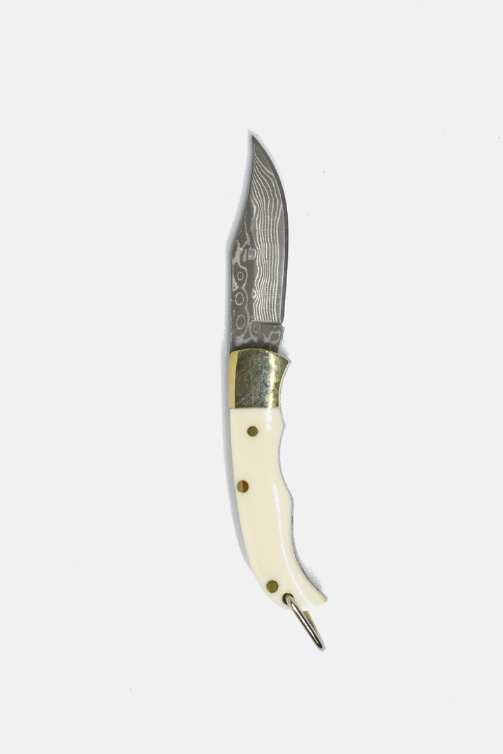 Ox-bone // Ox-horn Inlay Folding Knife: White Ox-bone