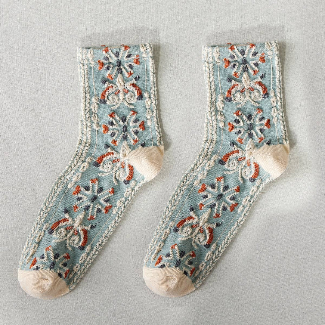 Rufia - Retro Embossed Women's Socks, Light Blue, One Size