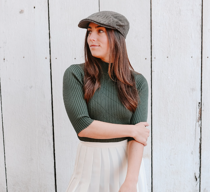 Newsboy Flat Cap - Style Mikey: Brown / XS/S