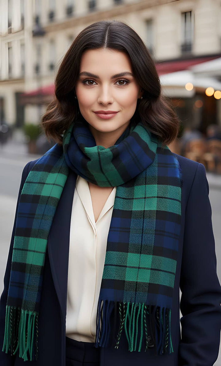Unisex Tartan Plaid Cashmere Feel Winter Soft Scarf: Tartan Green and Red