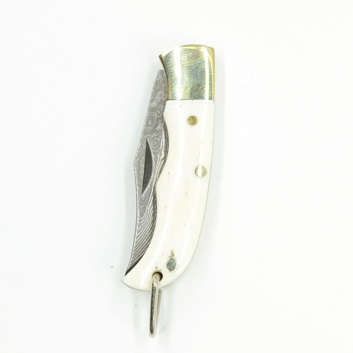 Ox-bone // Ox-horn Inlay Folding Knife: White Ox-bone