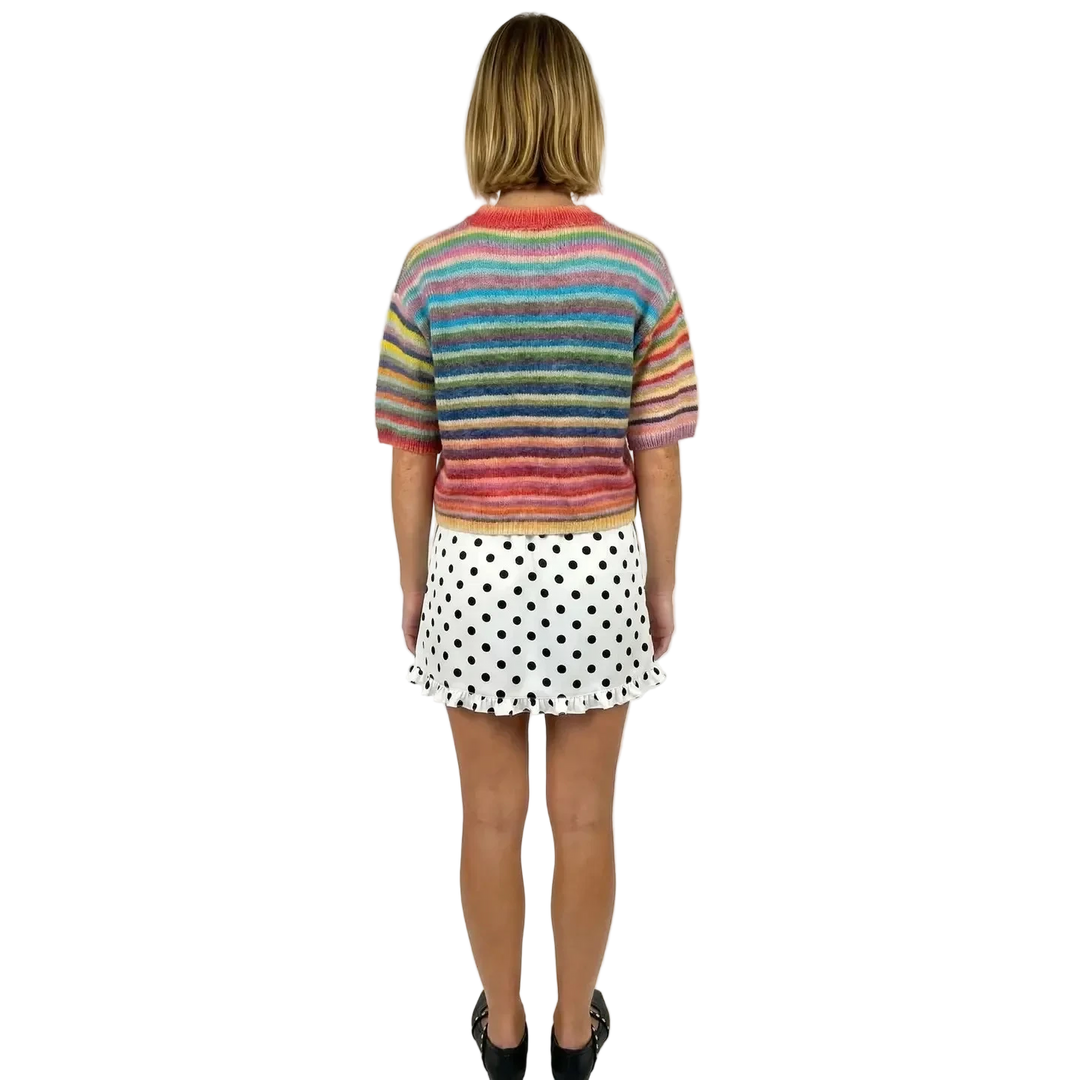 W's Multi Color Button Up Short Sleeve Cardigan