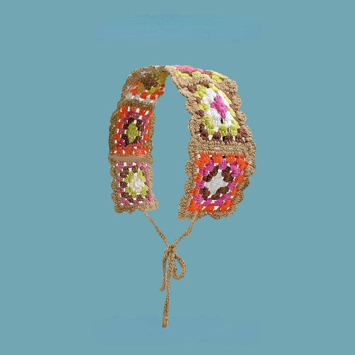 Crochet Flower Hairband: KHAKI