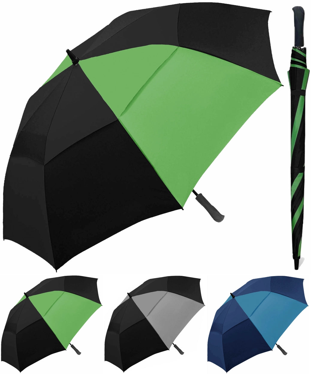 56" Auto Open Double Canopy Golf Umbrella, Assorted