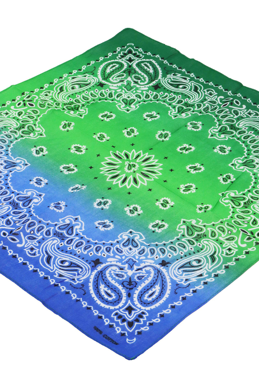 Paisley Vibrant Ombre Gradient Cotton Bandana: AS SHOWN / ONE SIZE