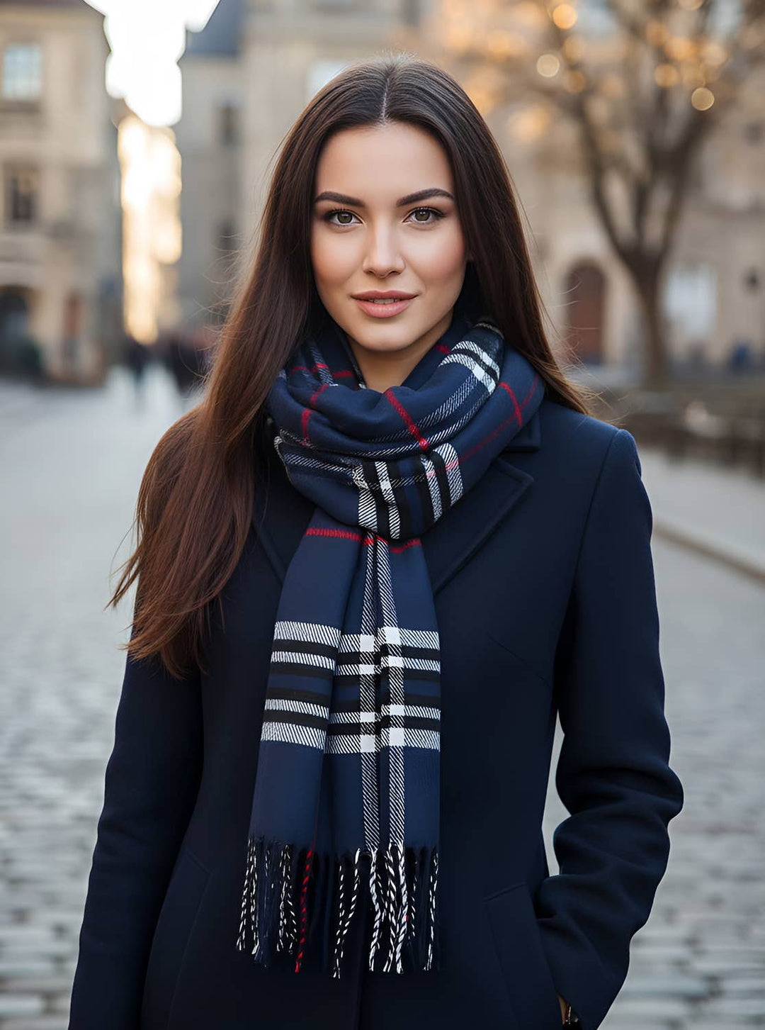 Unisex Plaid Tartan Cashmere Feel Winter Soft Scarf: Coffee