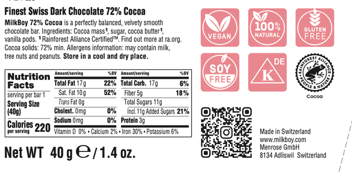 Finest 72% Cocoa Snack Size Bars 1.4oz