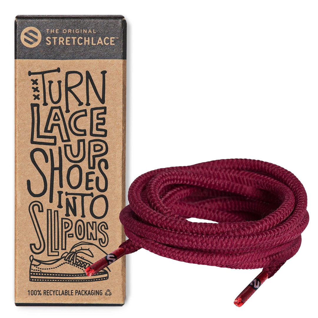 Round Elastic Stretch Shoe Laces: Dark Red / 55 in