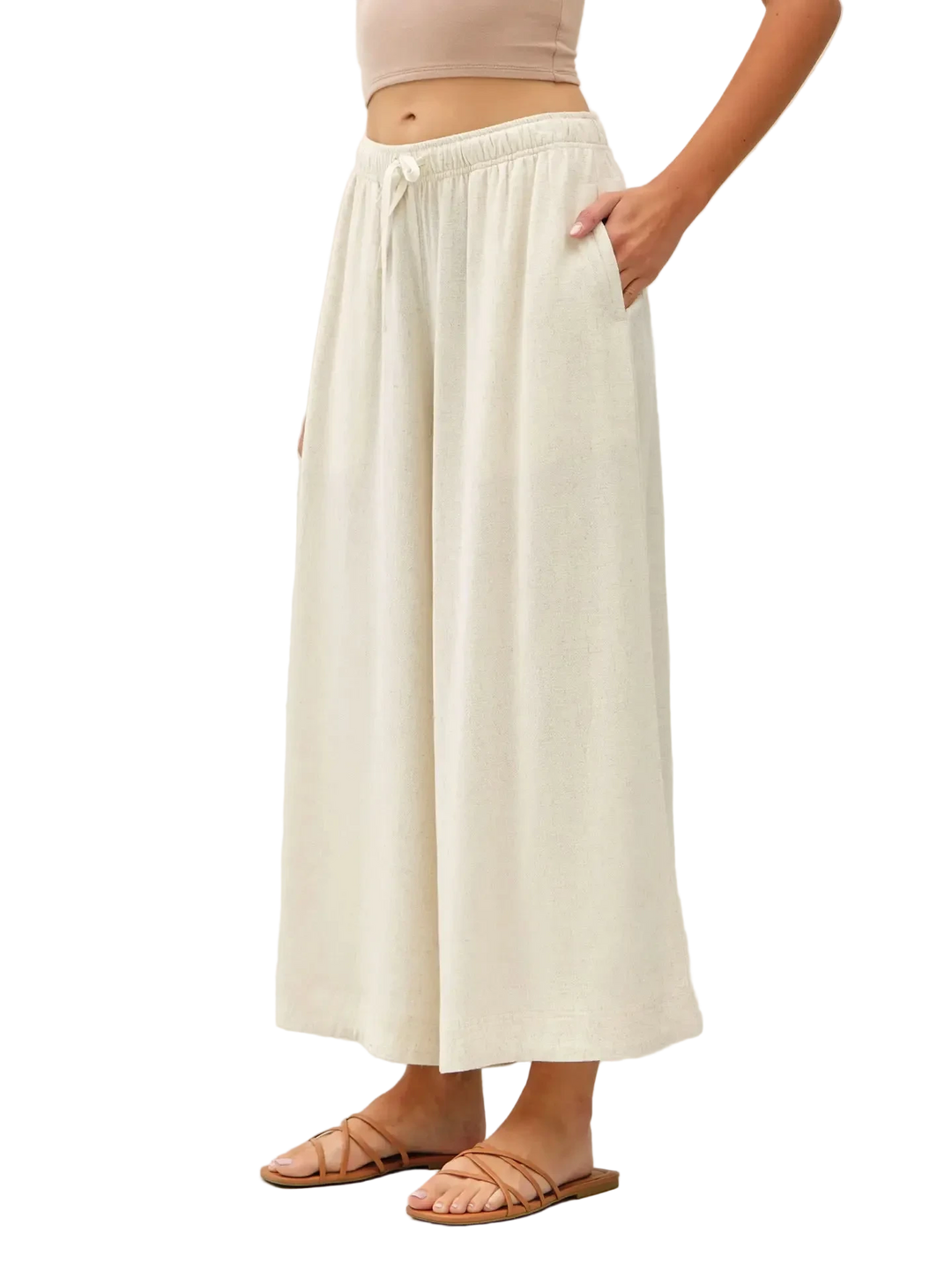 W's Wide Crop Linen Pants