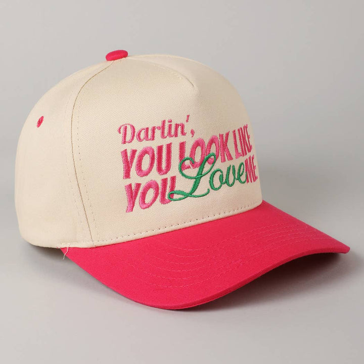 You Look Like You Love Me Embroidery Trucker Hat: Hot Pink / ONE SIZE