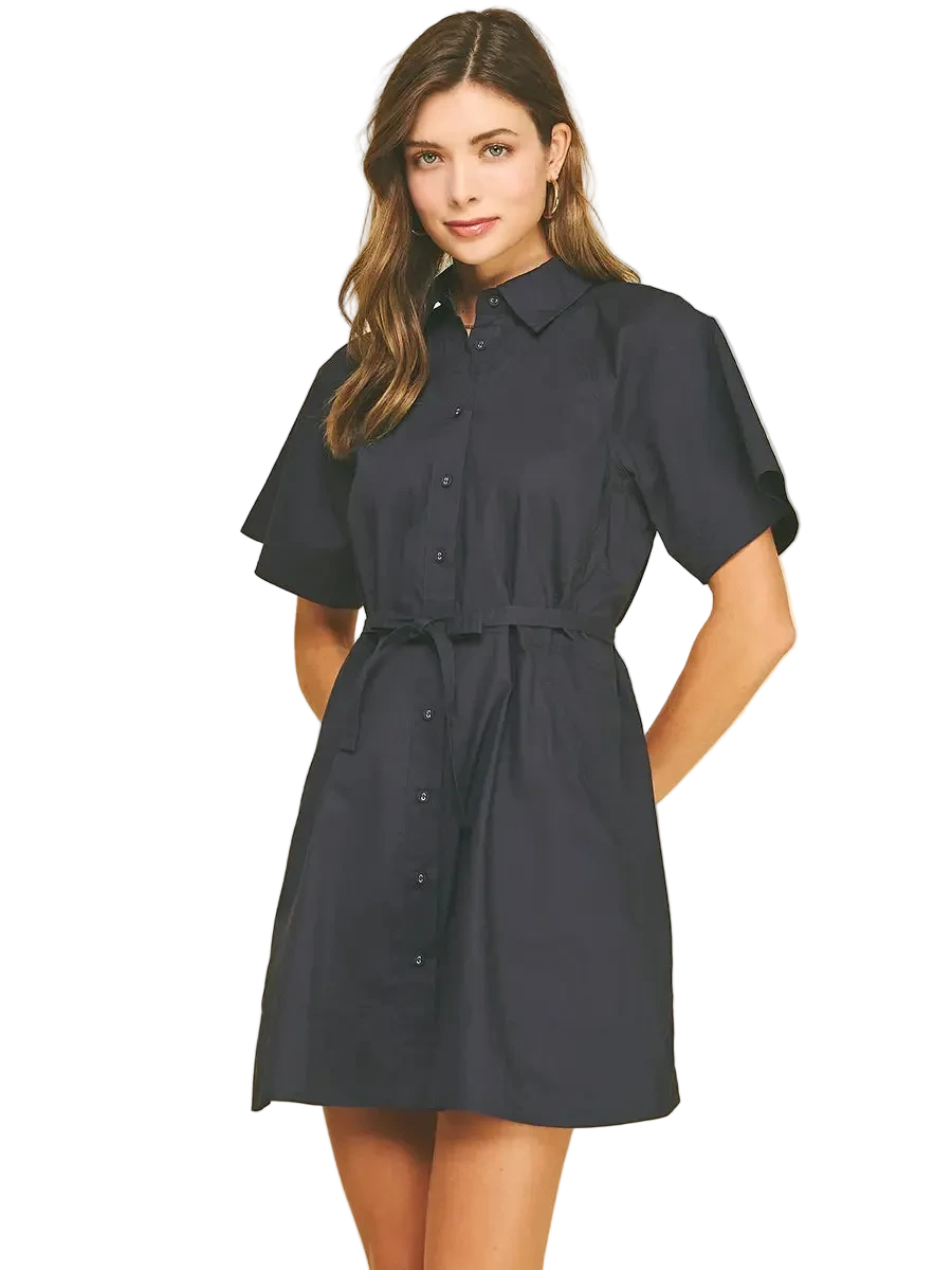 W's Button Down Waistline Detail Mini Dress