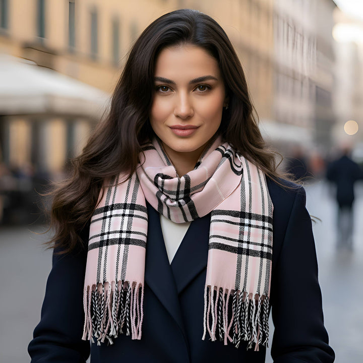 Unisex Plaid Tartan Cashmere Feel Winter Soft Scarf: Navy