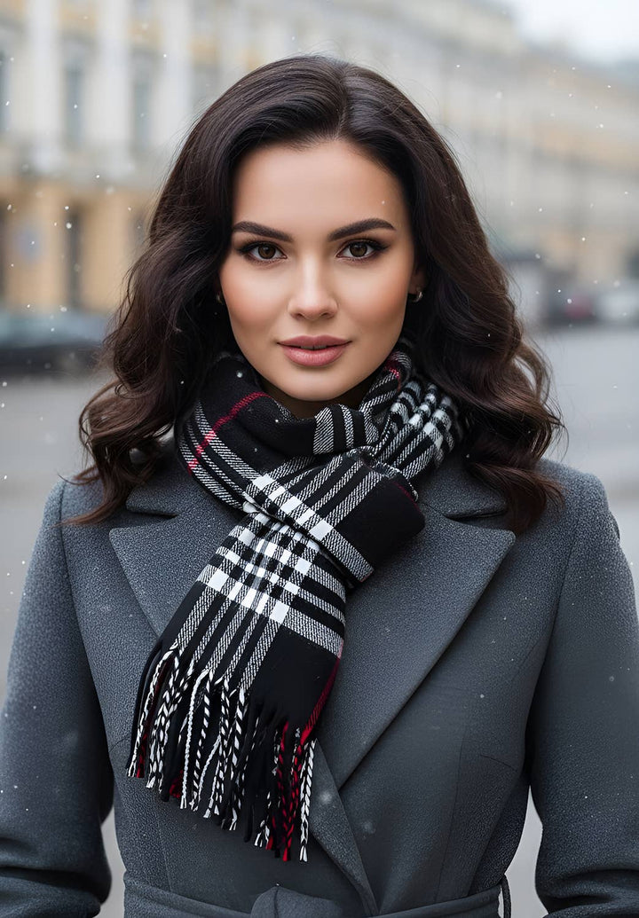 Unisex Plaid Tartan Cashmere Feel Winter Soft Scarf: Coffee