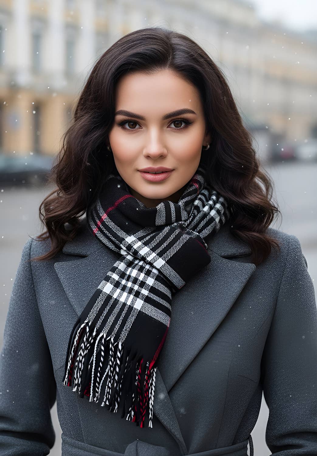 Unisex Plaid Tartan Cashmere Feel Winter Soft Scarf: Burgundy