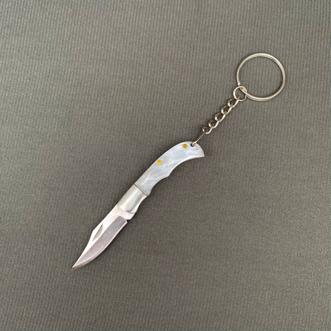 Wood & Acrylic Handle Foldable Stainless Steel Knife: White Acrylic handle