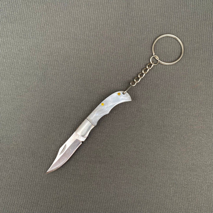 Wood & Acrylic Handle Foldable Stainless Steel Knife: White Acrylic handle