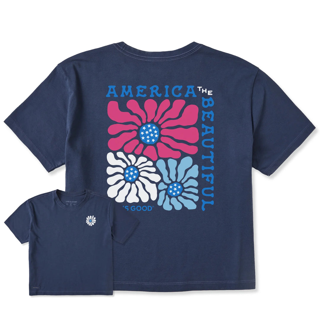 W's America the Beautiful Flowers Short Sleeve Crusher Boxy Tee