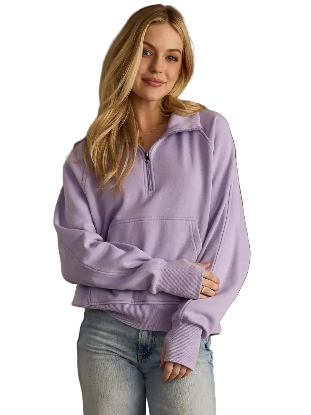 W's Quarter Zip Sweatshirt, Lavender