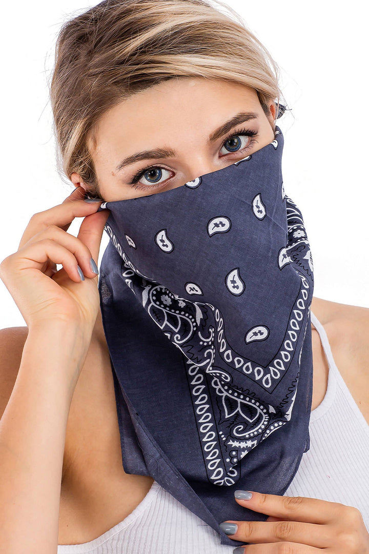 Classic Paisley Print Square Cotton Bandana: DARK ORANGE / ONE SIZE