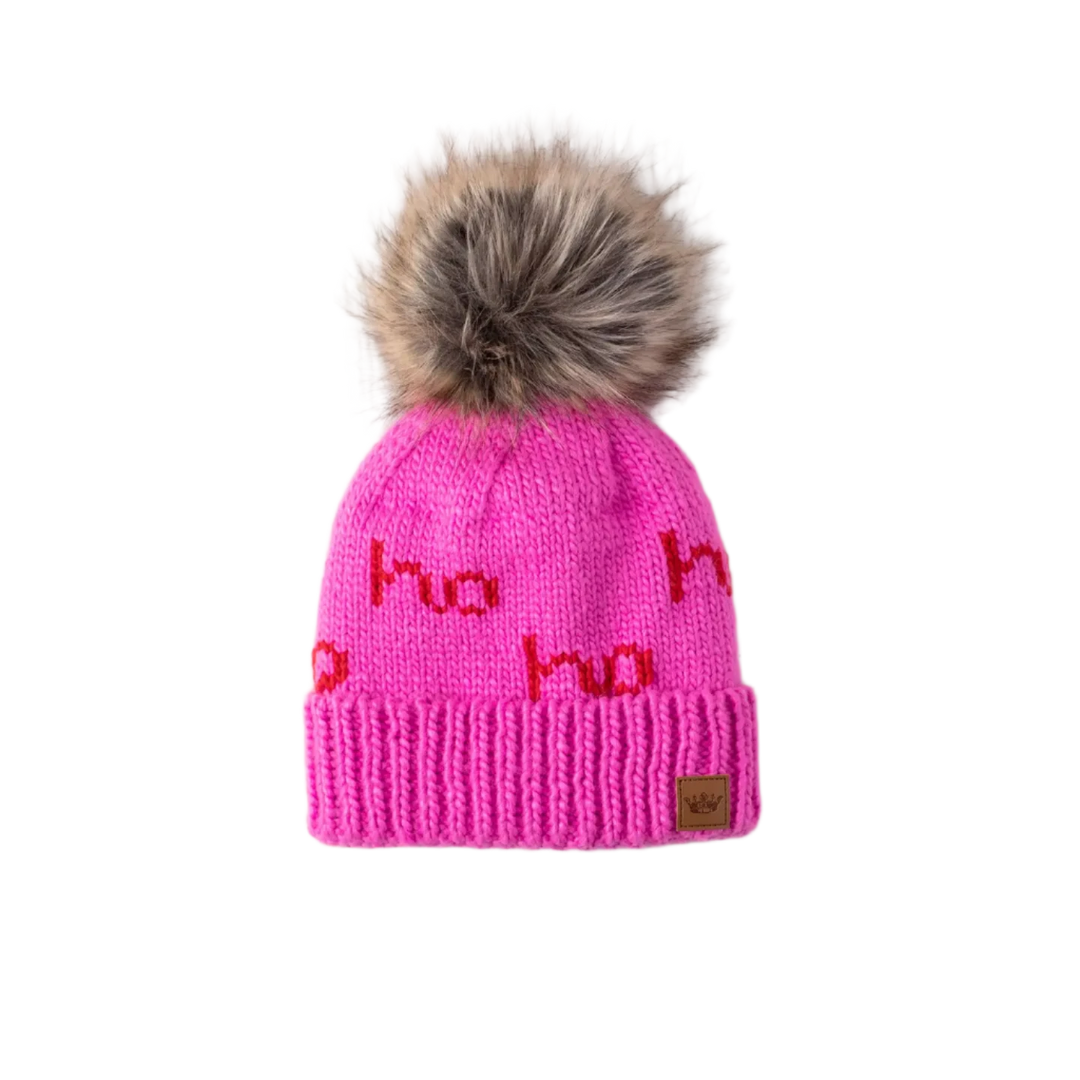 Ho Ho Ho Pom Hat, Pink & Red