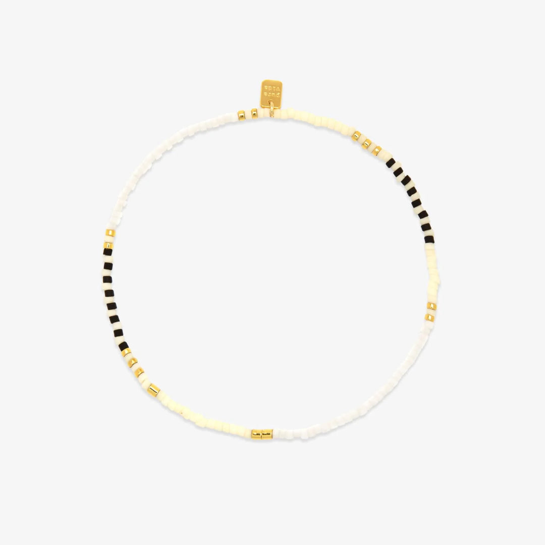 Mixed Seed Bead Gold Stretch Anklet