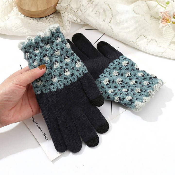 Cute Knit Gloves for Women, Green