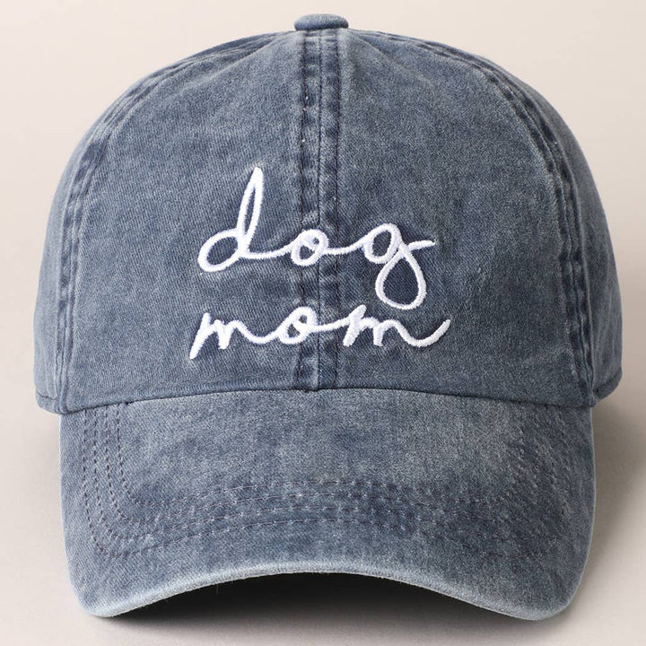 Dog Mom Lettering Embroidery Baseball Cap: CLAY / One Size