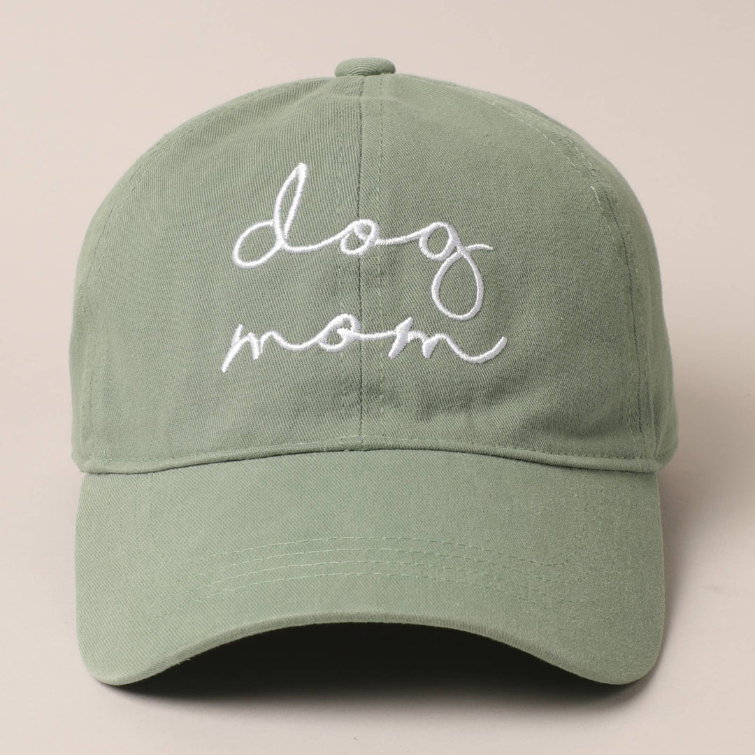 Dog Mom Lettering Embroidery Baseball Cap: CLAY / One Size