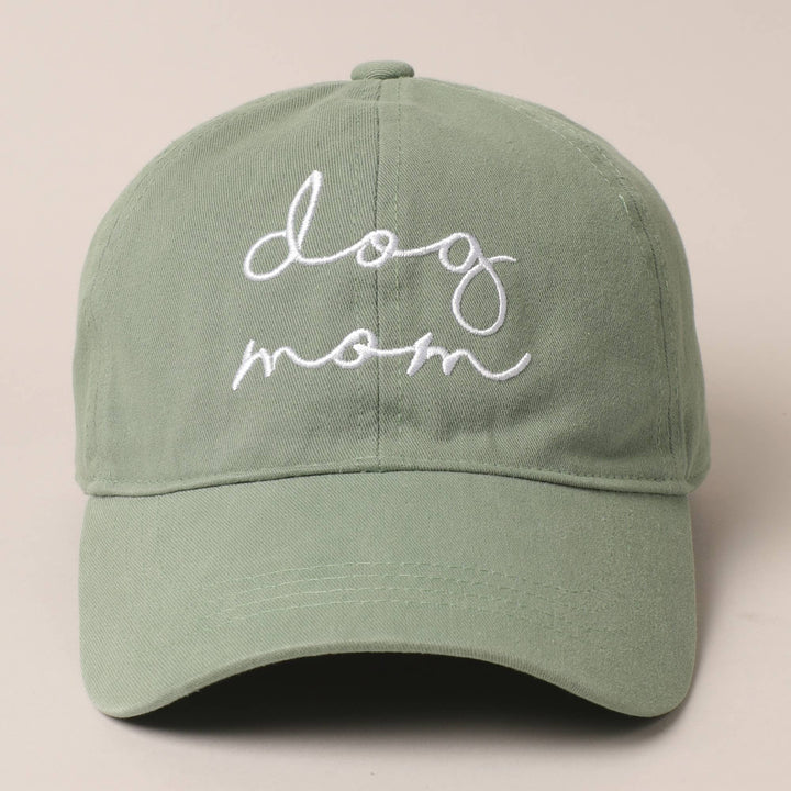 Dog Mom Lettering Embroidery Baseball Cap: CLAY / One Size
