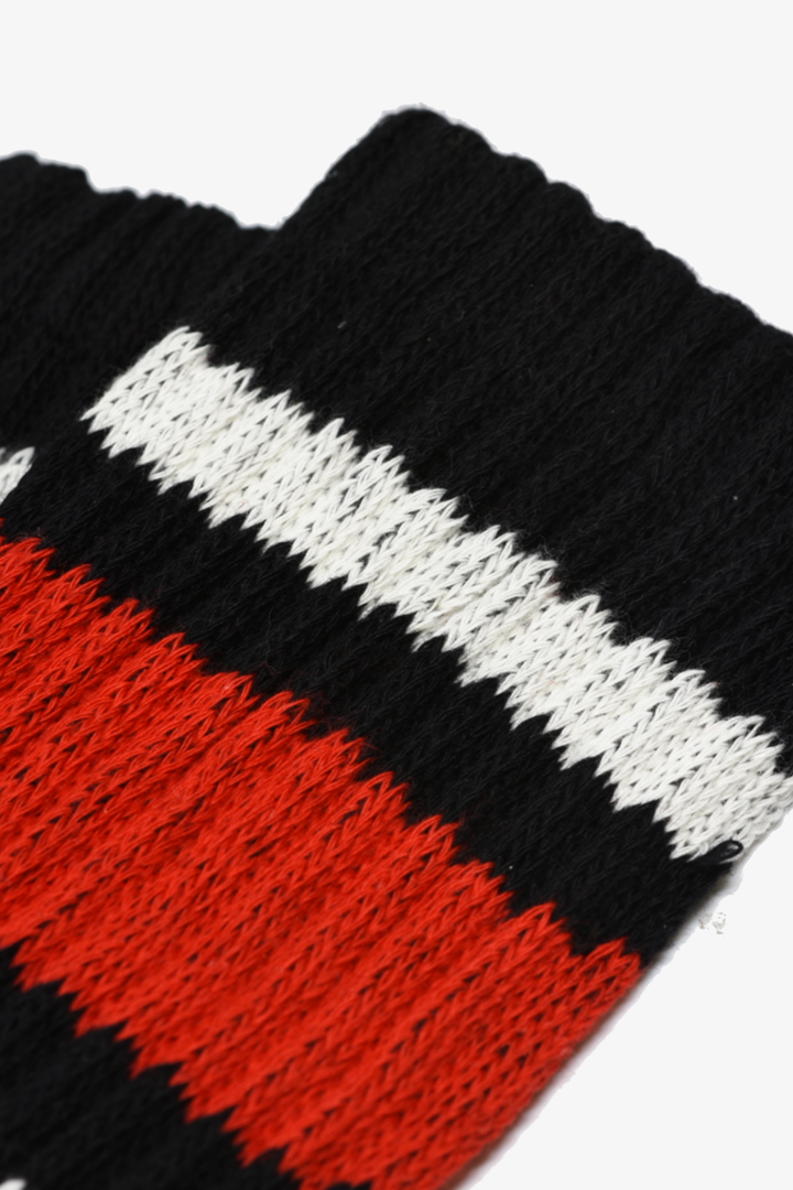 Coarse Ribbed Old School Crew Socks: Brown / Yellow / S/M