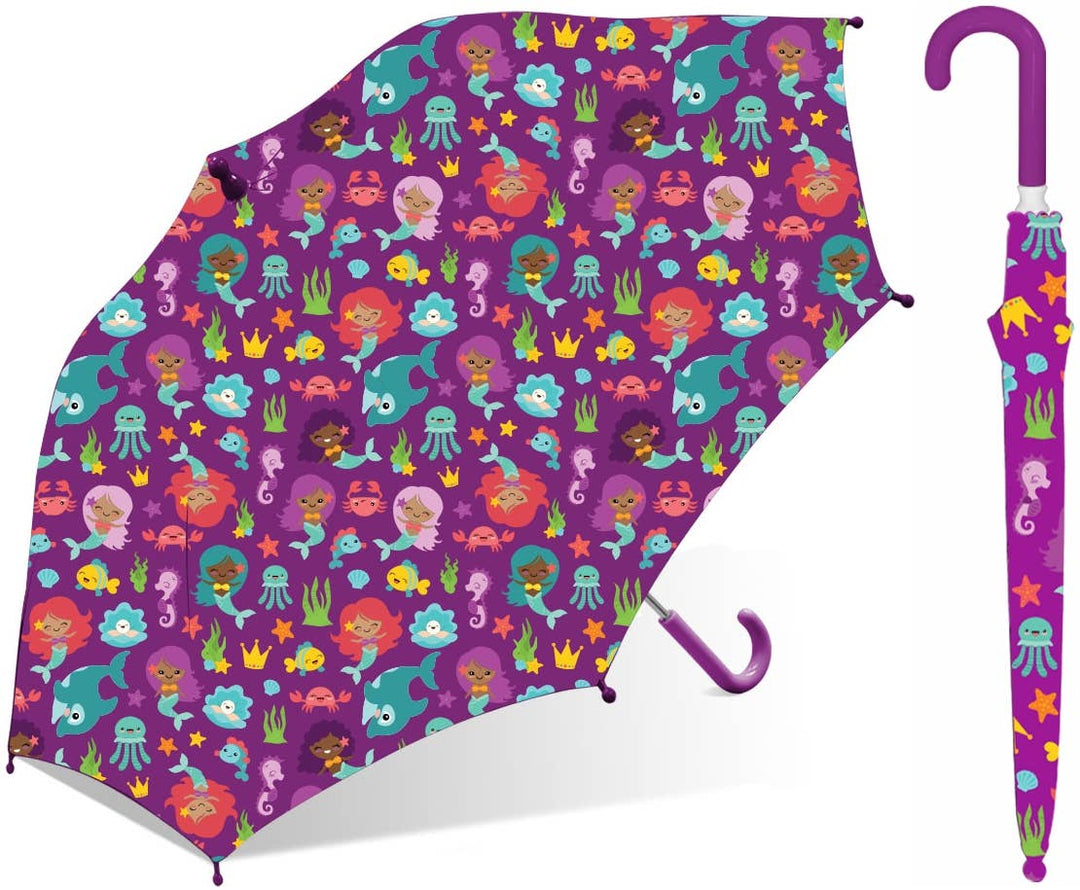 Children Umbrellas - Mermaid Print 30" Manual w/Hook Handle