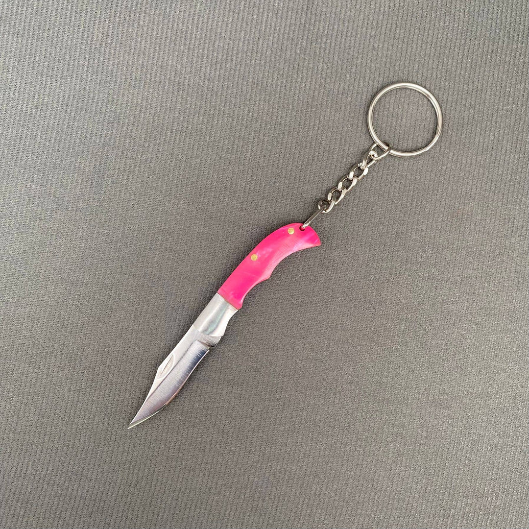 Wood & Acrylic Handle Foldable Stainless Steel Knife: White Acrylic handle