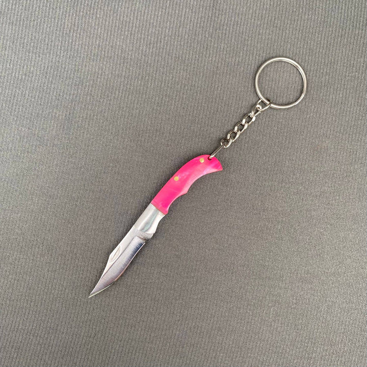 Wood & Acrylic Handle Foldable Stainless Steel Knife: White Acrylic handle