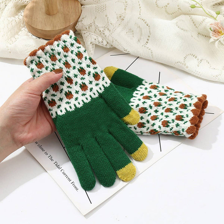 Cute Knit Gloves for Women, Green