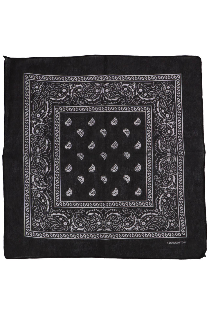 Classic Paisley Print Square Cotton Bandana: GOLD / ONE SIZE