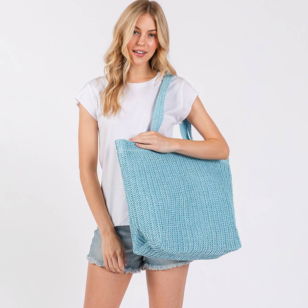 Solid Crochet Straw Tote Bag / Beach Bag
: Taupe