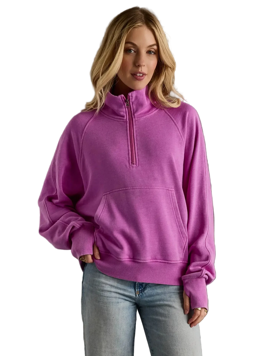 W's Quarter Zip Sweatshirt, Purple