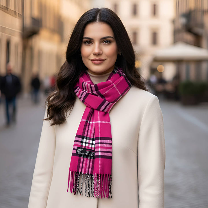 Unisex Plaid Tartan Cashmere Feel Winter Soft Scarf: Burgundy