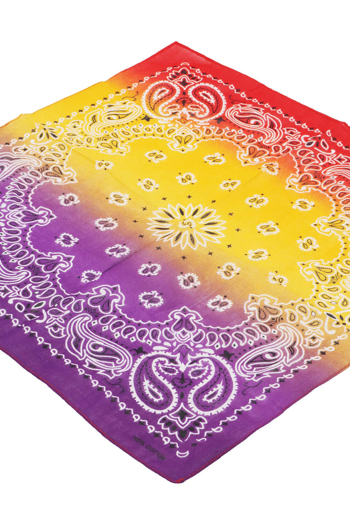 Paisley Sunset Ombre Gradient Cotton Bandana: AS SHOWN / ONE SIZE