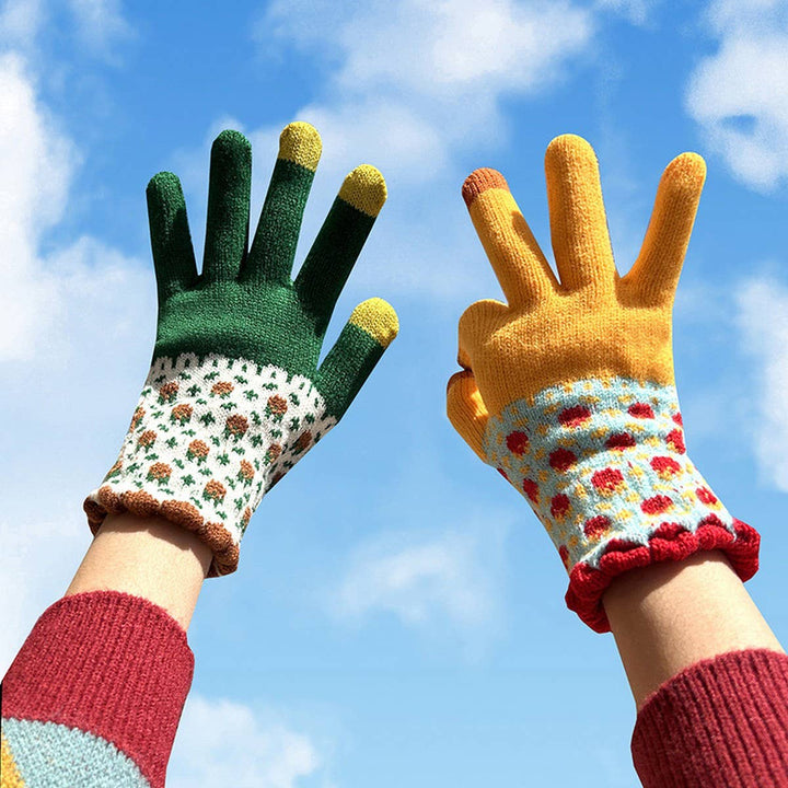 Cute Knit Gloves for Women, Green
