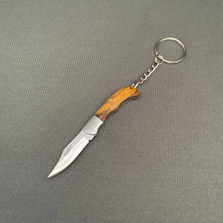 Wood & Acrylic Handle Foldable Stainless Steel Knife: Wood handle - A