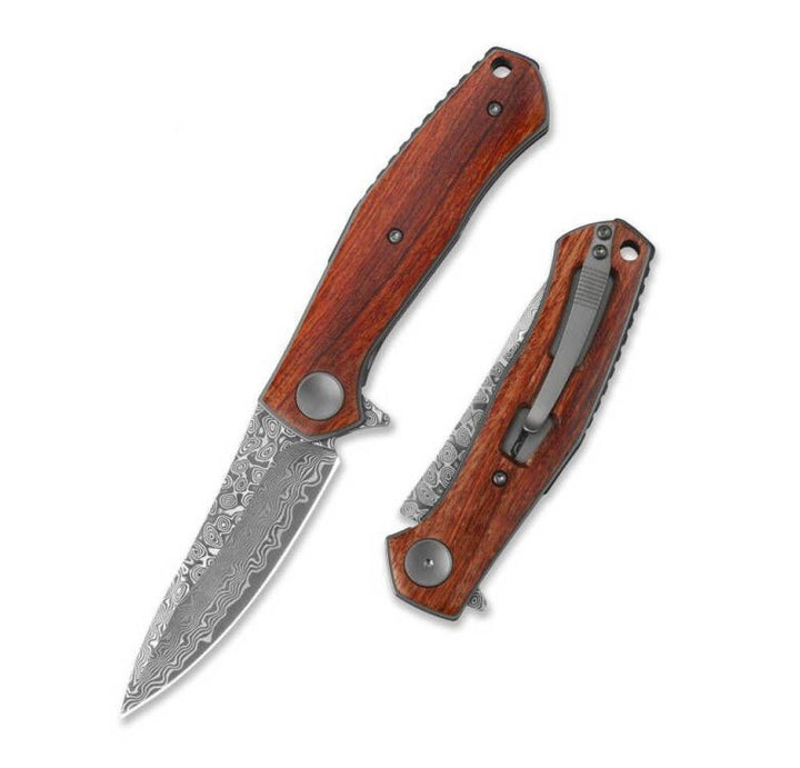 Damascus Mkuruti Wood Pocket Knife