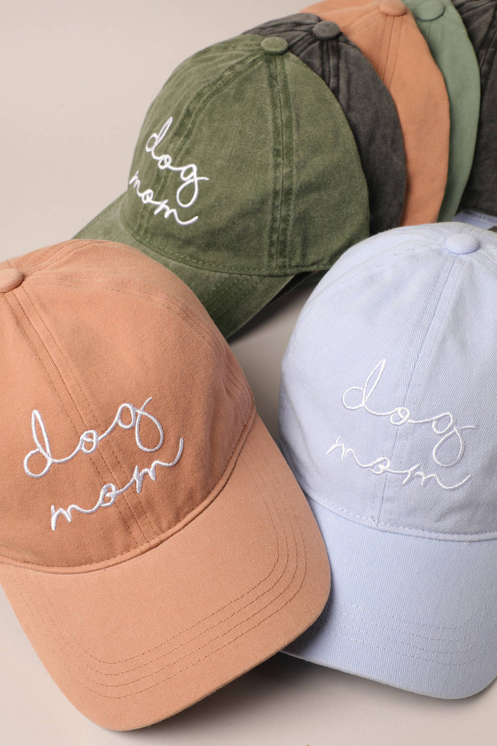 Dog Mom Lettering Embroidery Baseball Cap: CLAY / One Size