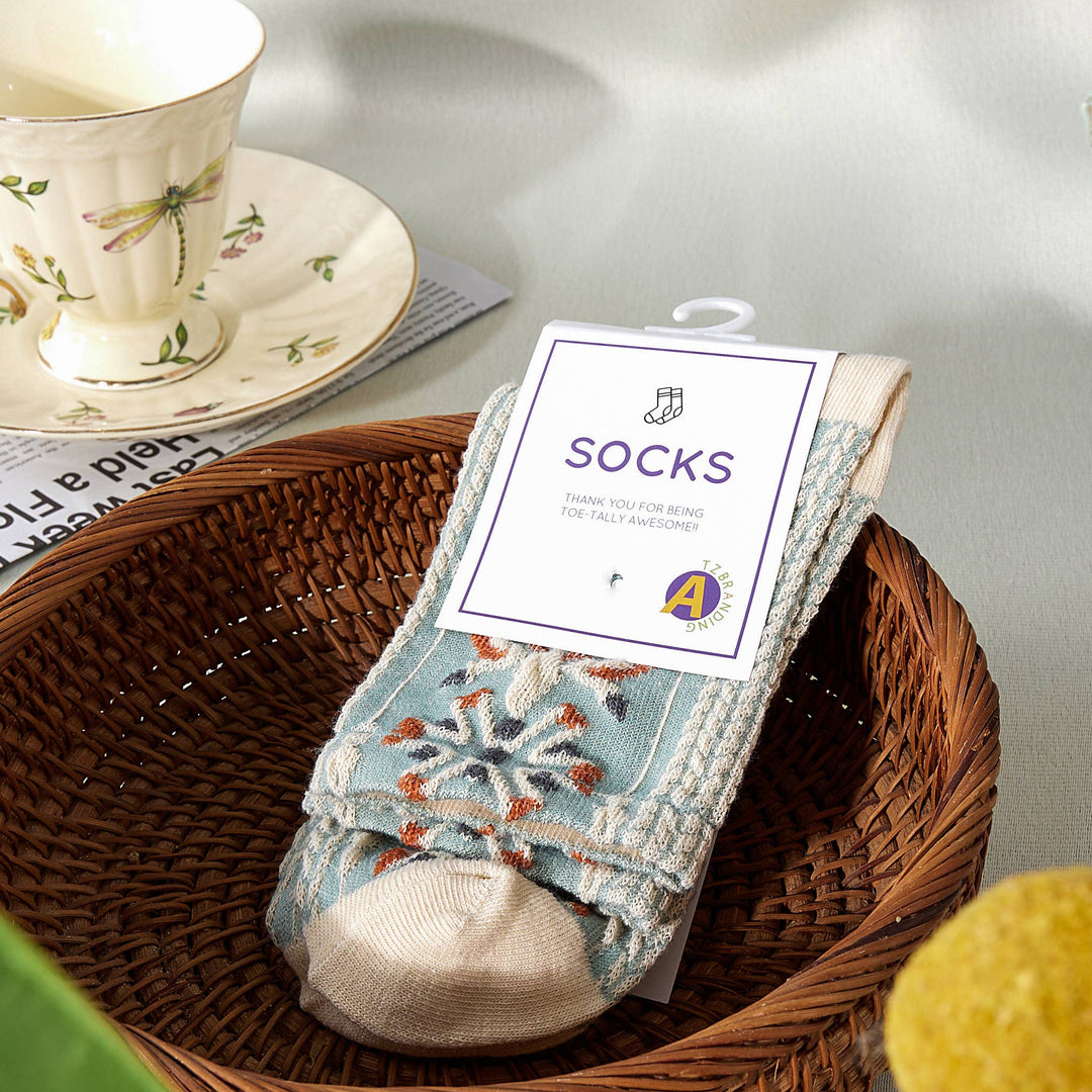 Rufia - Retro Embossed Women's Socks, Olive, One Size